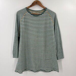 THIRD & ARMY XL Raglan Shirt Green Stripe Speckled Knit Los Angeles